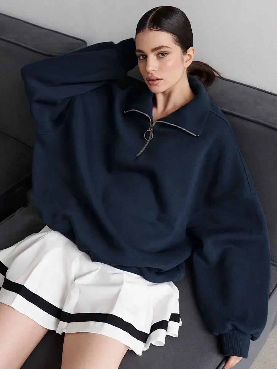 Wolfeel Oversized Hoodies & Sweatshirts for Women Autumn Winter Thick Warm Fleece Sweatshirt Girls Streetwear Loose Pullovers