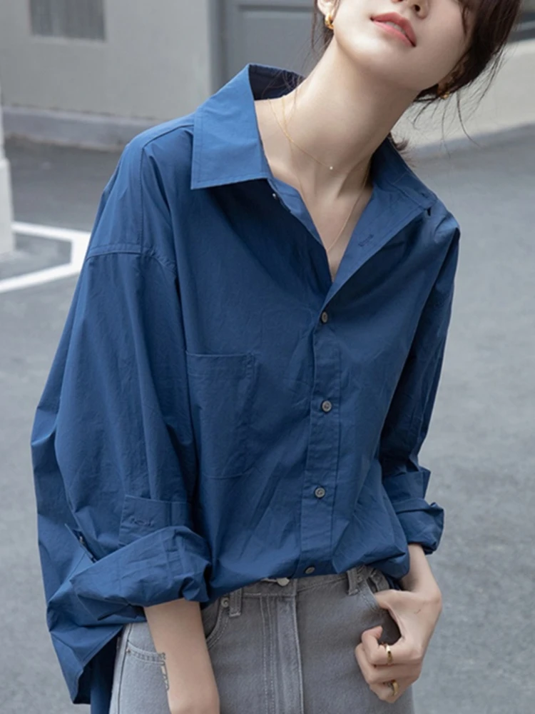 Casual Shirts Women Loose All-match Slouchy Japanese Commuting Style Fashion Comfortable Long Sleeve Autumn Vintage Simple Daily