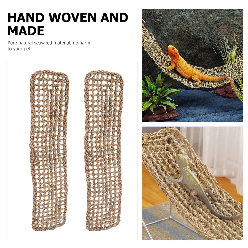 2 Pcs Climbing Pet Hammock Summer Hammocks Seagrass Cushions Toys Autumn Lizards Bearded Dragon Seaweed Outdoor Recliner