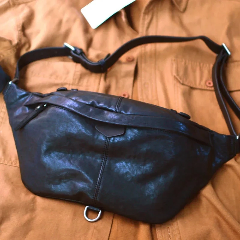 

AETOO Street trend casual leather crossbody bag horizontal male baothead layer cowhide shoulder bag youth mobile phone bag