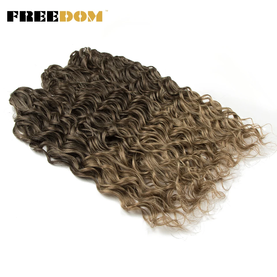 FREEDOM Synthetic Afro Curly Hair 20 Inch Deep Wave Twist Crochet Hair Crochet Braids Ombre Brown Blonde Braiding Hair Extension