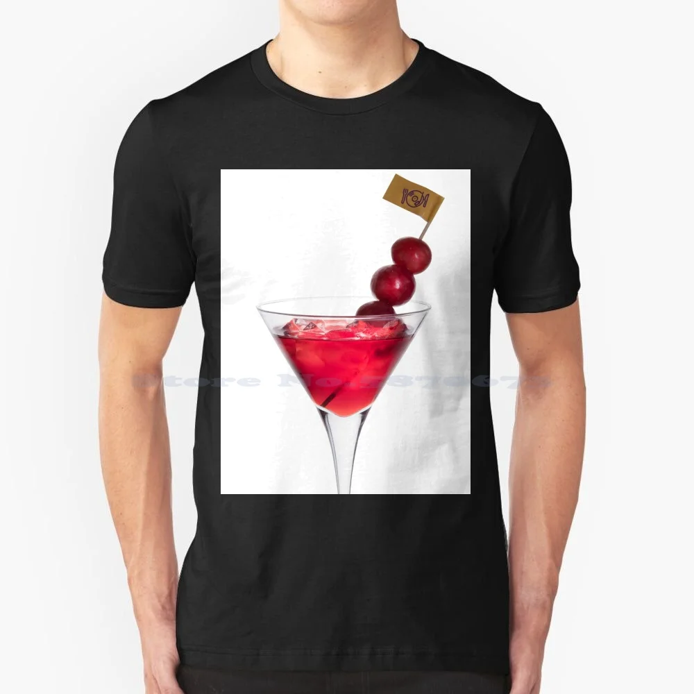 Cocktail With Cherry T Shirt 100% Cotton Tee Wine Cocktail Liquor Drink Delicious Gin Vodka Berry Cherry Cosmopolitan Bacardi