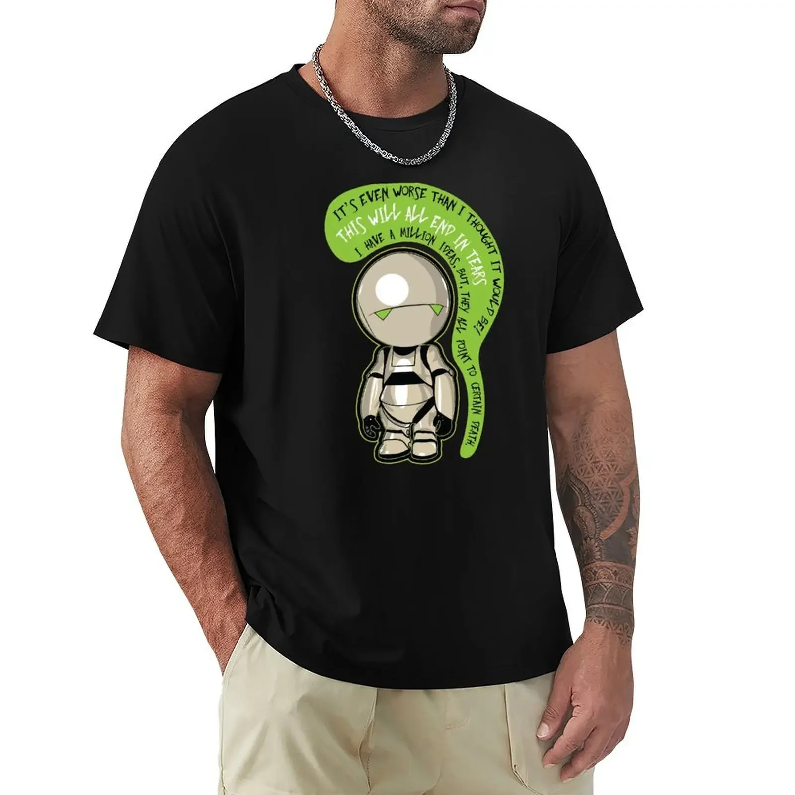 

Marvin the pessimist robot T-Shirt boys whites shirts graphic quick-drying big and tall t shirts for men