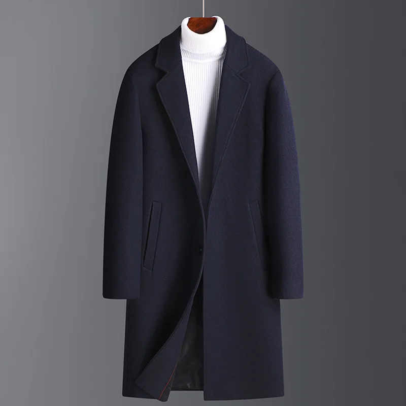 Wool Men's Mid To Long Korean Version Casual Middle-Aged And Young Winter Thick Woolen Coat