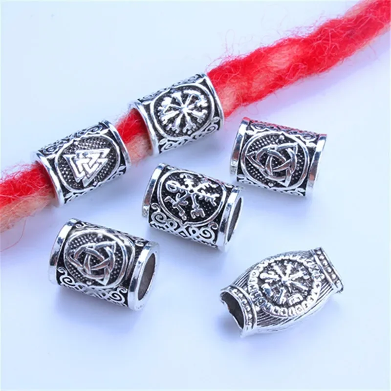 5 Pcs Alloy African Hair Rings Beads Cuffs Tubes Charms Dreadlock Beads Dread Hair Braids Jewelry Styling Decoration Accessories