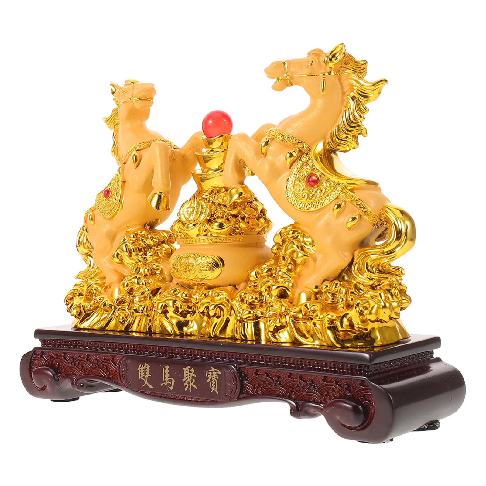 Chinese Zodiac Horse Resin Sculpture – Feng Shui Home Office Decoration for Prosperity and Good Luck