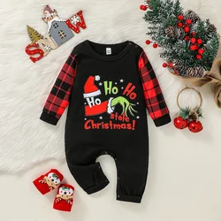 2024 Autumn/Winter Baby unisex Cotton Soft  Long Sleeve Print Letter For Christmas Fashion Outdoor Jumpsuit 3-18M