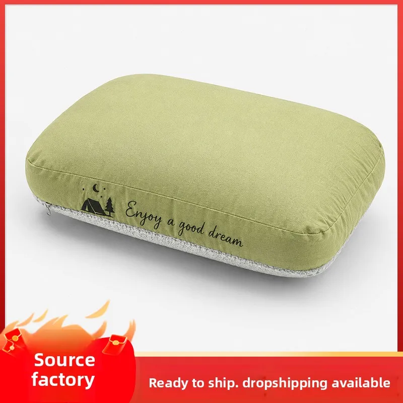 Outdoor Camping Pillow with Neck Support, Memory Foam Slow-Rebound Cushion, Portable Nap Pillow for Sleeping in Tents