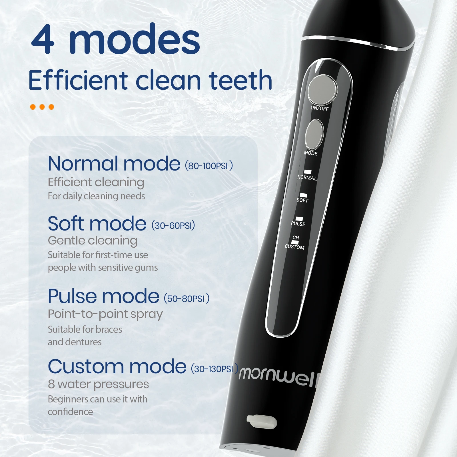 Portable F18 Oral irrigador 3 Modes dental Water Flosser Rechargeable 4 Nozzle Water Jet 200ml Tank Waterproof Teeth Deep Clean