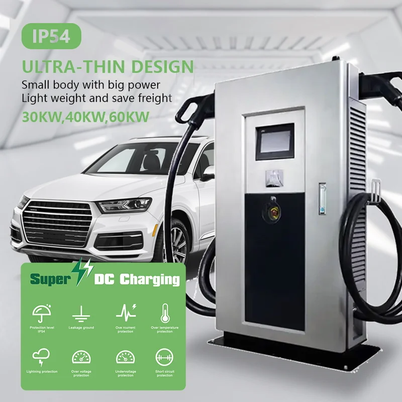 CCS DC Ev Charger for Electric Car Commercial 30kw 40kw 60kw Ev Fast Charging Station Vehicle with Advertising Screen