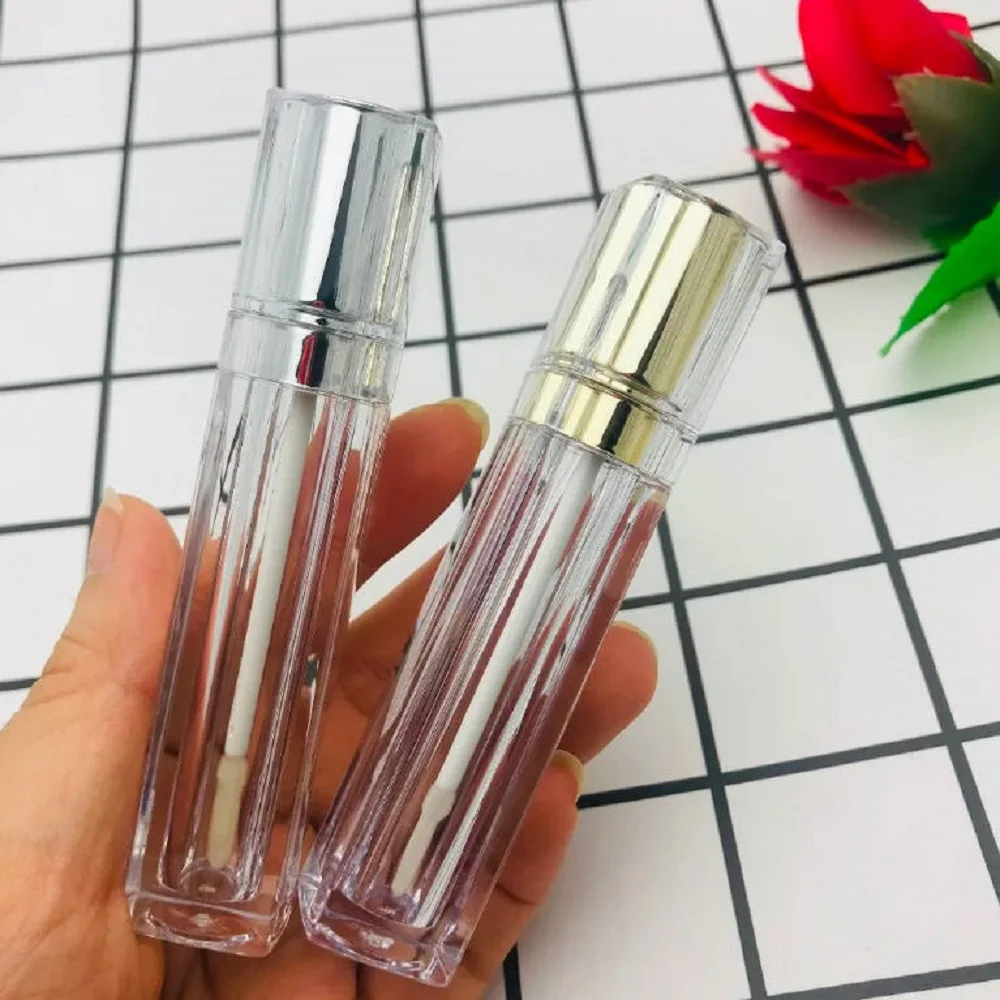 Tubi vuoti per lucidalabbra da 8 ml Tappo in oro/argento a doppia parete, contenitore per smalto per labbra quadrato, bottiglia per balsamo per labbra fai da te