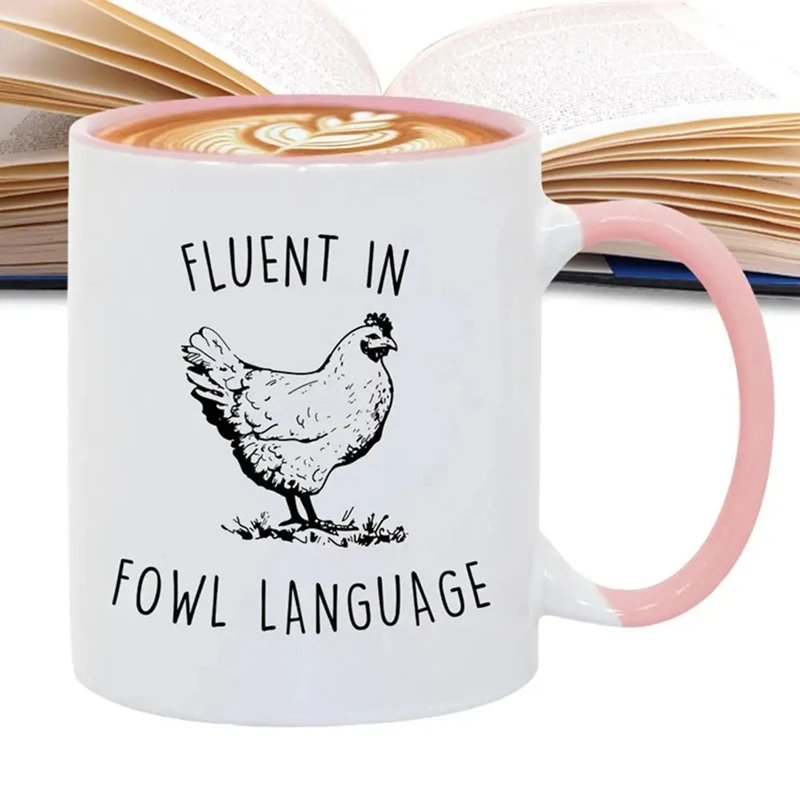 Ceramic Coffee Cup Chicken Patten Mug 11 Oz Modern Coffee Mugs For Tea Milk Cocoa Large Ceramic Coffee Mugs For Home