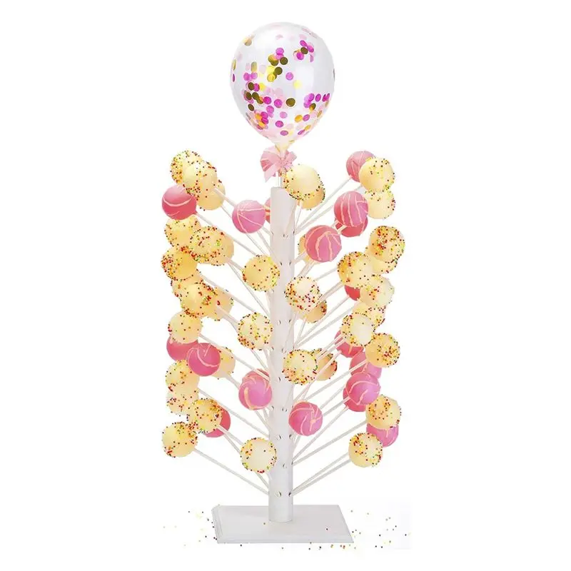 SEWS-Wood Cake Lollipop Stand 60 Hole Wooden Lollipop Candy Display, Decorative Dessert Stand Sturdy And Easy To Assemble