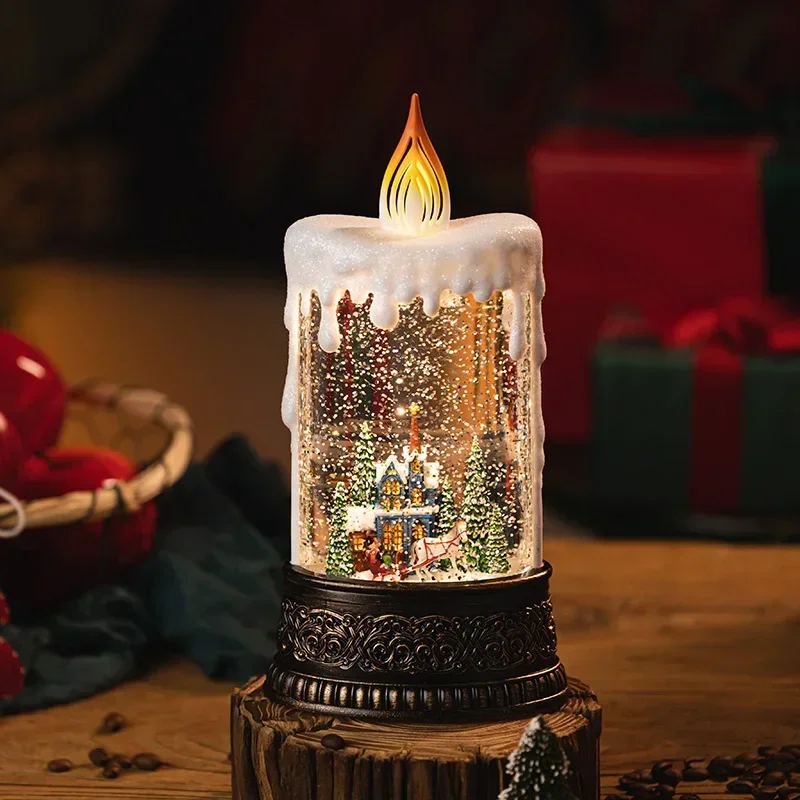 

for Aesthetic Nordic Christmas Ornaments Candles Music Boxes Luminous Crystal Balls Snowy Desktop Scenes Gifts Room Decorations