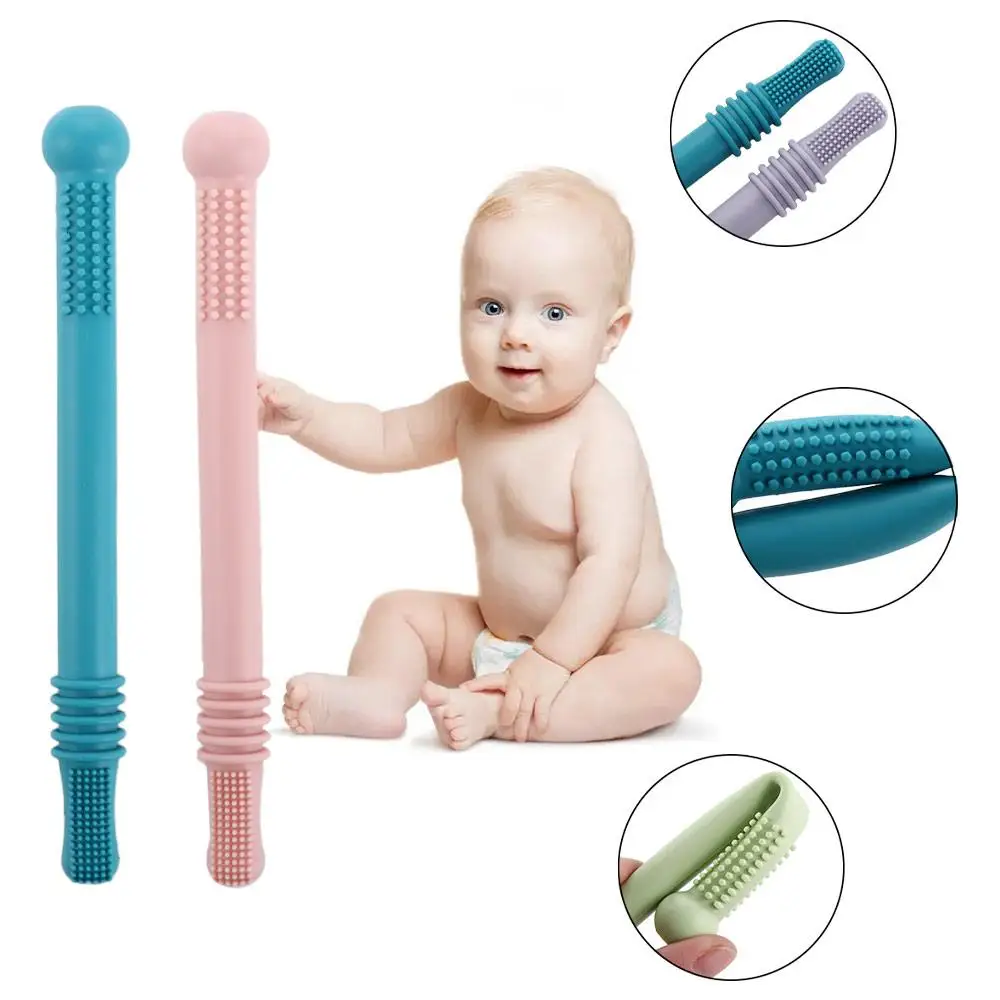 Baby Teether Safe Toys Toddle Teething Straw Silicone Chew Dental Care Toothbrush Gift