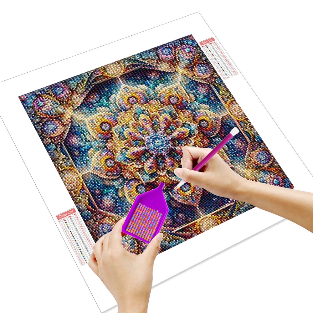 HUACAN 1pcs Diamond Painting Intricate Mandala Abstract Patterns Colorful Art Canvas 5D DIY Diamond Embroidery Kits Decor view 2