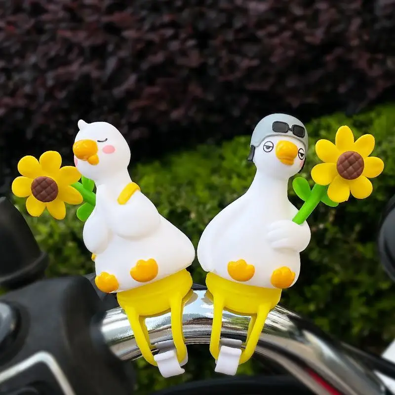 Little Duck Windmill Bicycle Handlebar Decor with Stretchable Strap Weather Resistant for Outdoor Cycling Use