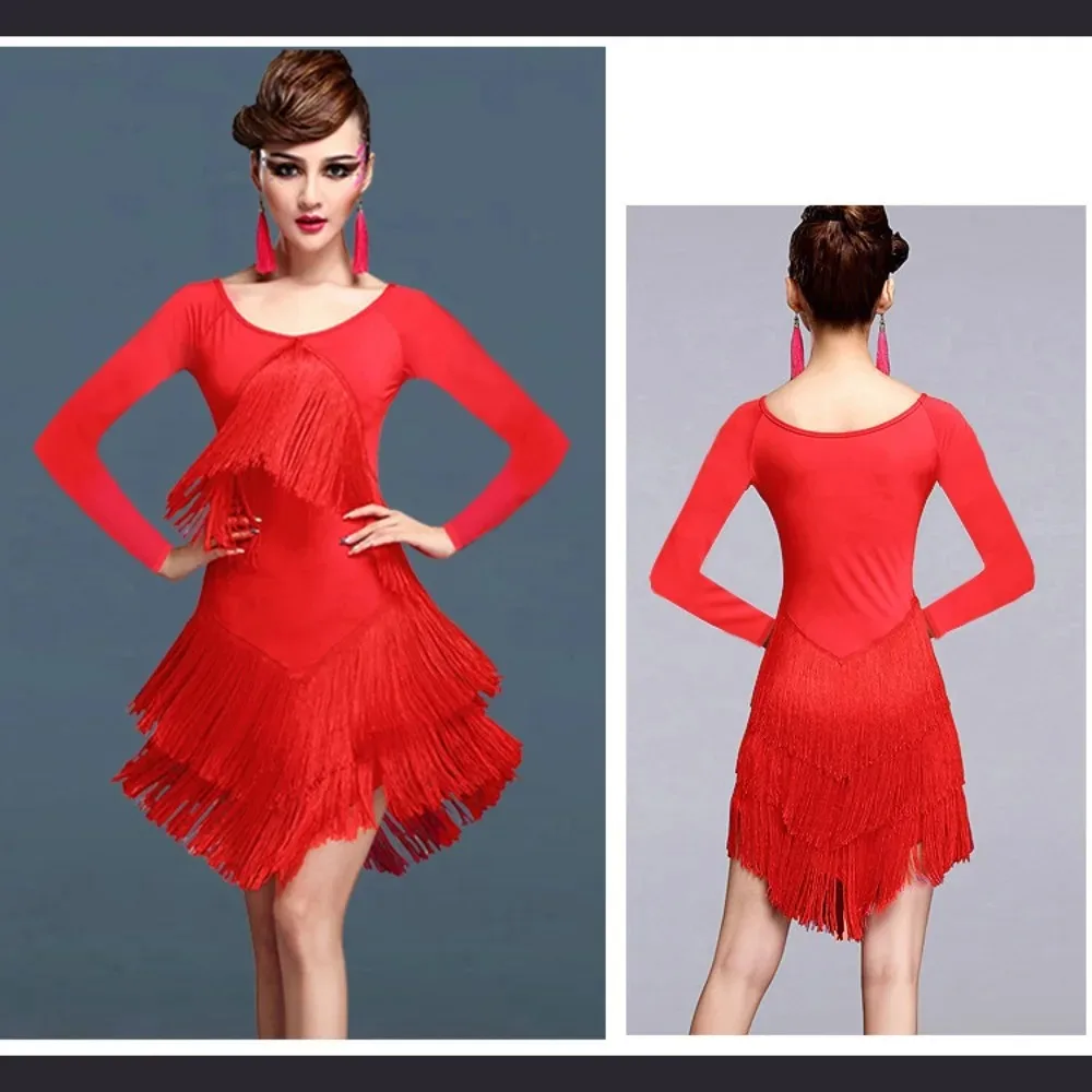 Dance Skirt Latin Dress for Women Clothing Dancewear Performance Costume Ompetition Uniform Fringe Skirt Elegant Fashion Clothes