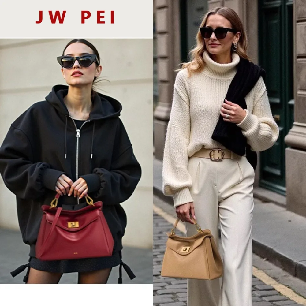 

JW Pei Lock Bag Niche Genuine Leather Shoulder Crossbody Bag Retro Fashion Lucia Lock High-end Handbag