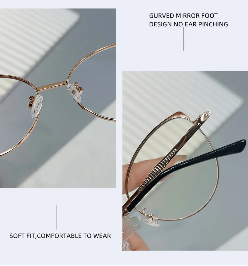 Marken design Retro runde Katzenauge Metall Mädchen Rahmen photo chrome Anti-Blaulicht Computer Frauen Lesebrille Grad 0 ~ 6 – Detail 6