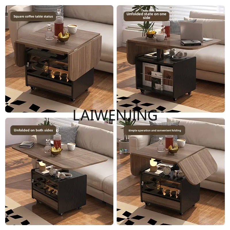 HLZ movable coffee table medieval trolley foldable lifting rock slab coffee table customization