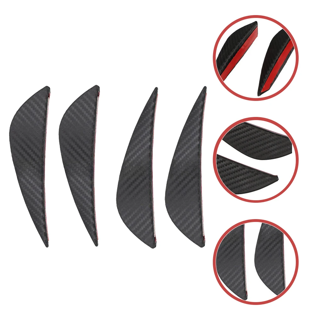 

4pcs Car Replacement Automotive Tail Spoiler Vehicle Exterior Modified Part Bumper Decoration Carbon Fiber Pattern Rear Spoiler