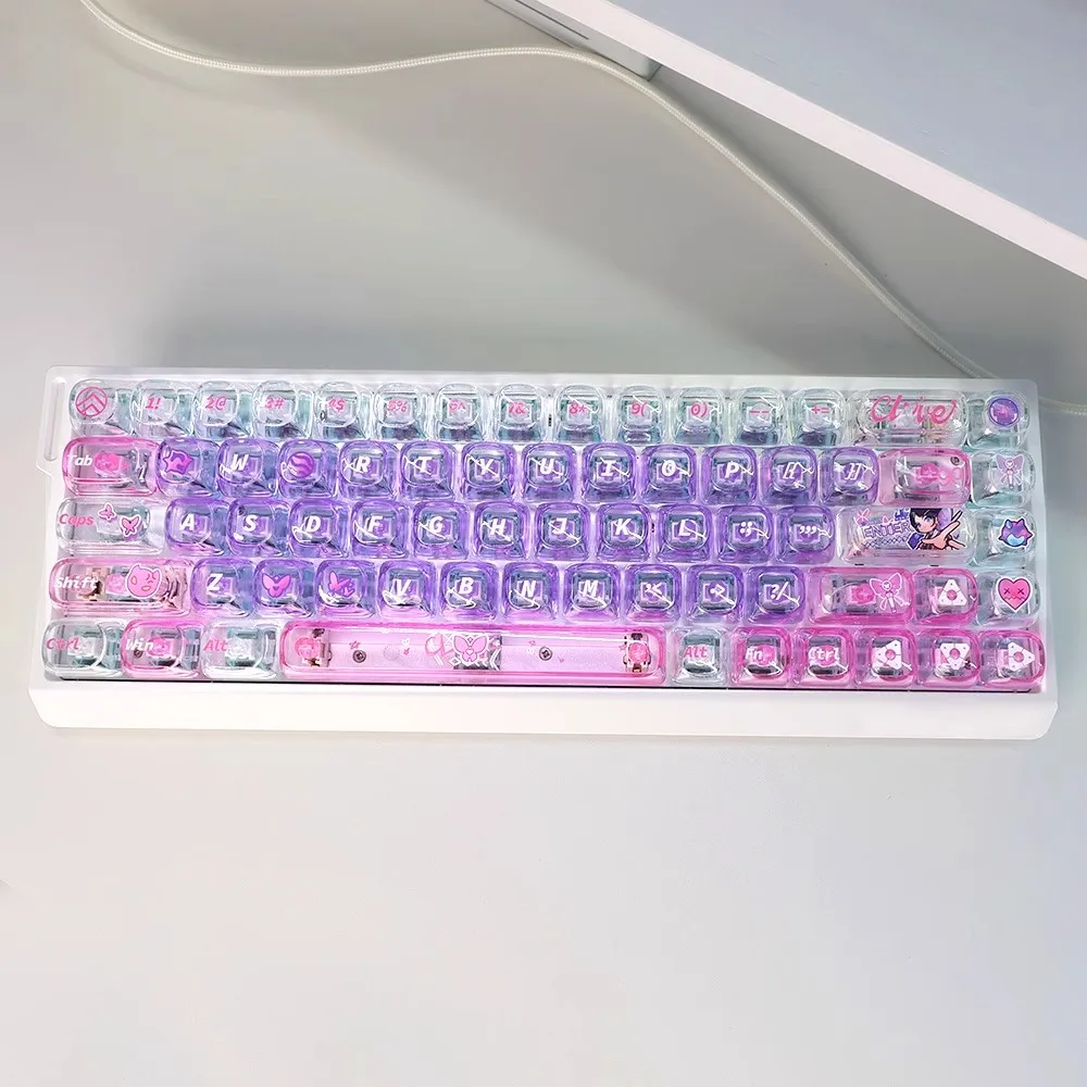 135 teclas/conjunto VALORANT Clove 2.0 Keycaps Flash Rosa PC Transparente Key Caps MOA Perfil Backlit Keycap Para 60/68/87/Made68