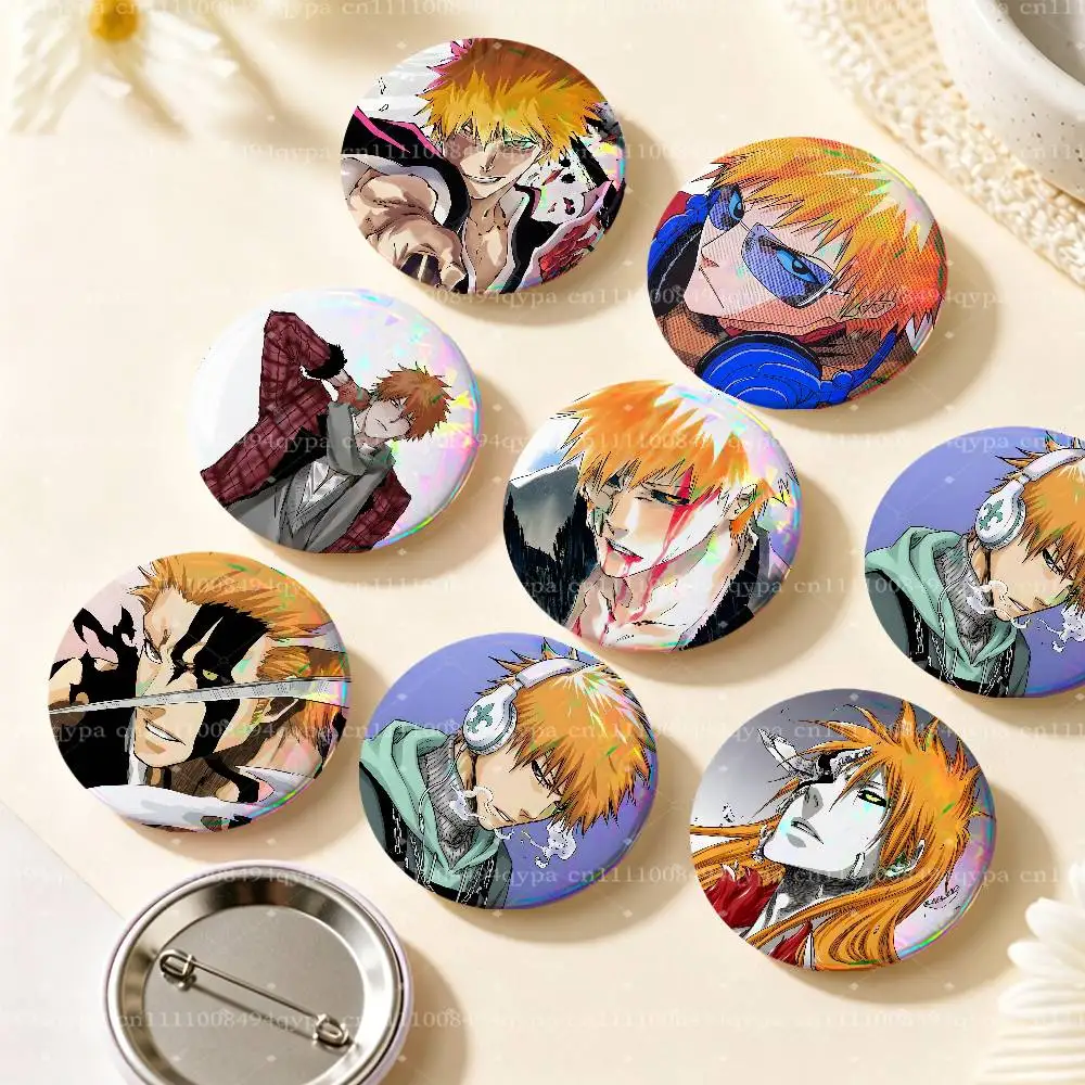 I-Ichigo Kurosaki B-BleachS Pin Round Circle Shape Metal Button Pin Badge Pinback Decoration Gifts Clothes Decor