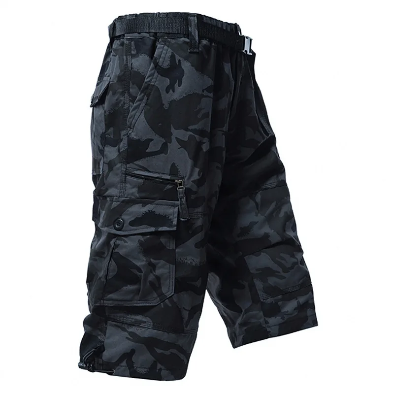 Men's-Cotton-Cargo-Shorts-Summer-Men-Solid-Color-Multi-Pocket-Workwear-Shorts-Loose-Fit-Outdoor-Casual-Cargo-Shorts-for-Men