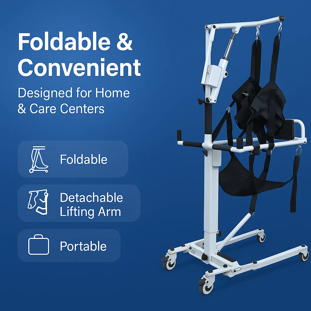 Lift Transfer Chair Patient Hoist Car Transfer Mobility Equipment 150kg Capacity Foldable Base 35cm Lifting Range
