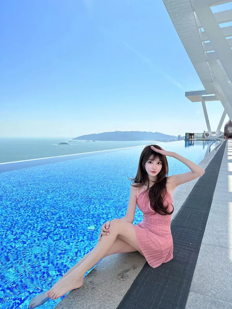 

Pink Retro One-Piece Swimsuit Women's Conservative High Ne Bal Bodysuit with Skirt Casual Swimming Suits Summer 2023