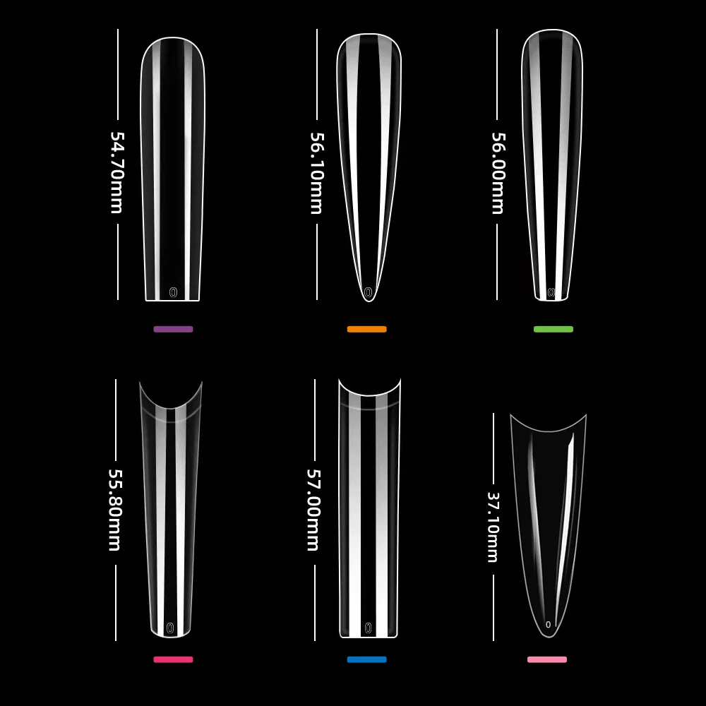Extra Long Coffin Nail Tips No C Curve 240Pcs XXXL Coffin Nails Clear Acrylic Nails Tips, Half Cover Long Coffin Press On Nails,