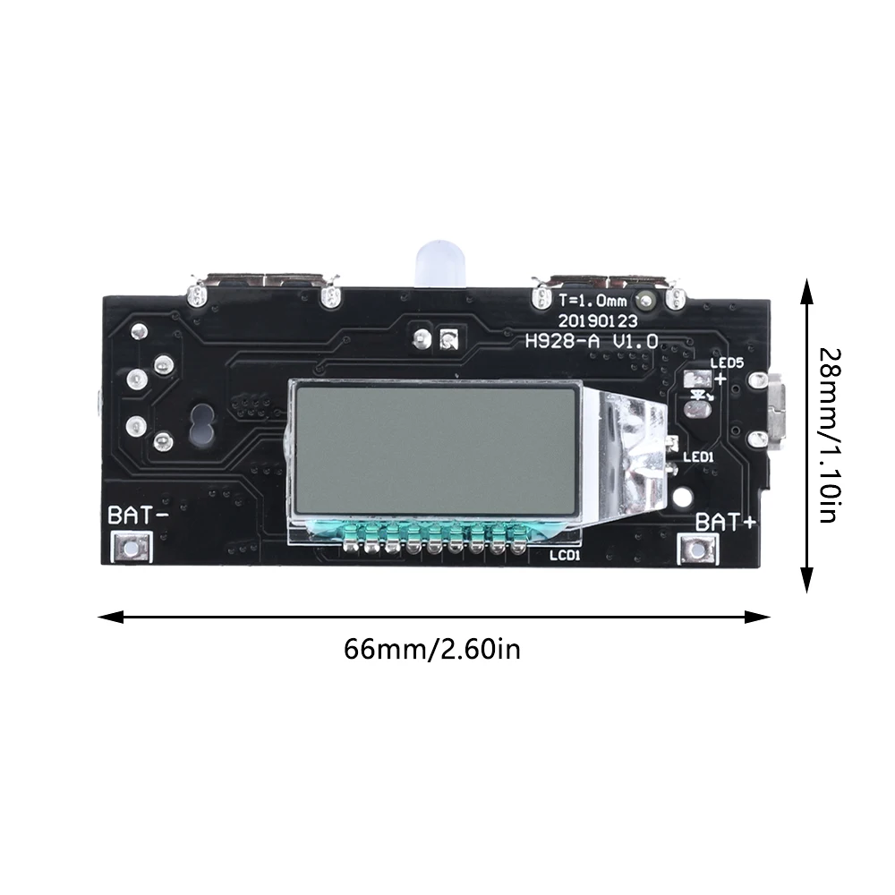 5V 1A 2.1A Mobile Power Bank Module LED LCD Module Board DIY18650 Lithium Battery Charger PCB Power Digital Dual USB Charging