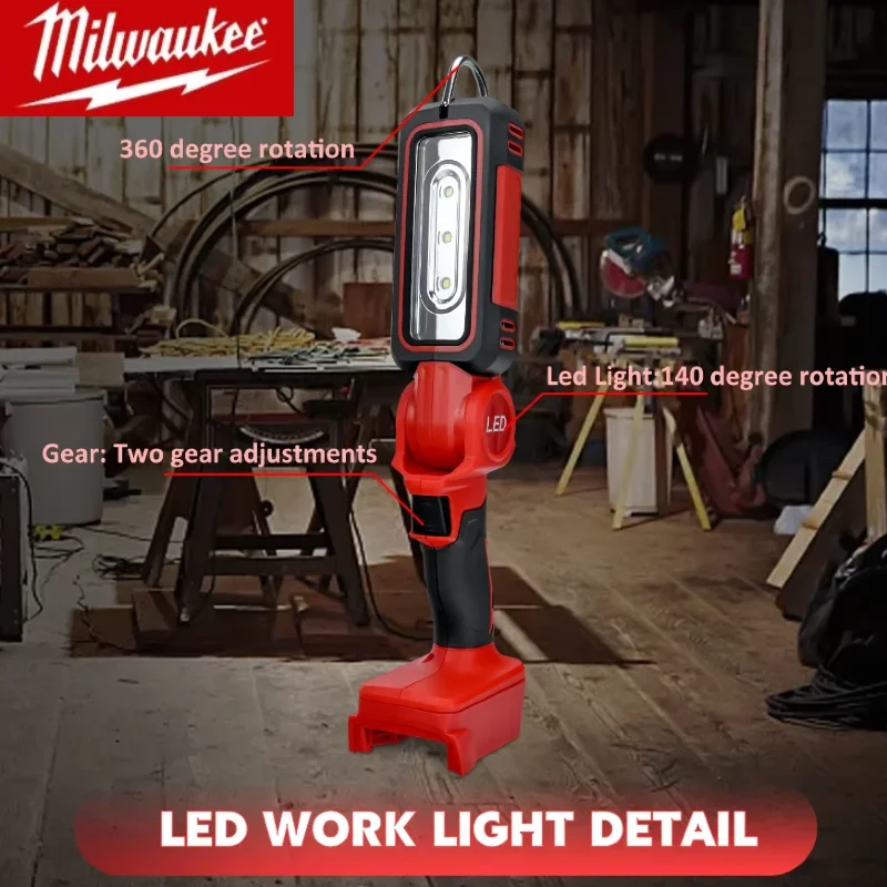 ميلووكي للبطارية 20 فولت LED ضوء العمل السوبر مشرق 90 درجة كليب على ضوء ليثيوم M18 كشاف ضوء الإضاءة في الهواء الطلق التخييم