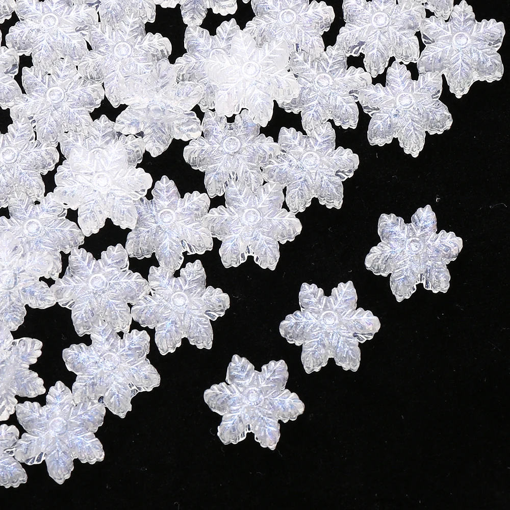 iYOE 50pcs Snowflake Shape Acrylic Spacer Beads Winter Style Beads For Jewelry Making Necklace Earring Necklace Accessor