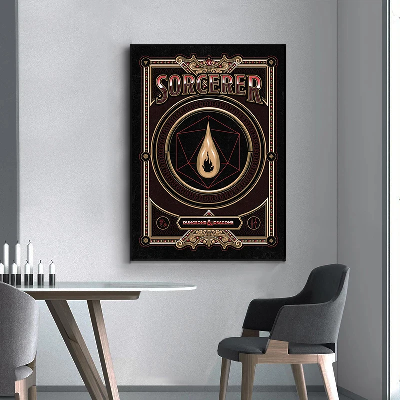 Game Element Rune Print Poster Rogue Ranger Monk Fighter Warlock Wall Art D and D Canvas Painting Home Living Room Decoration