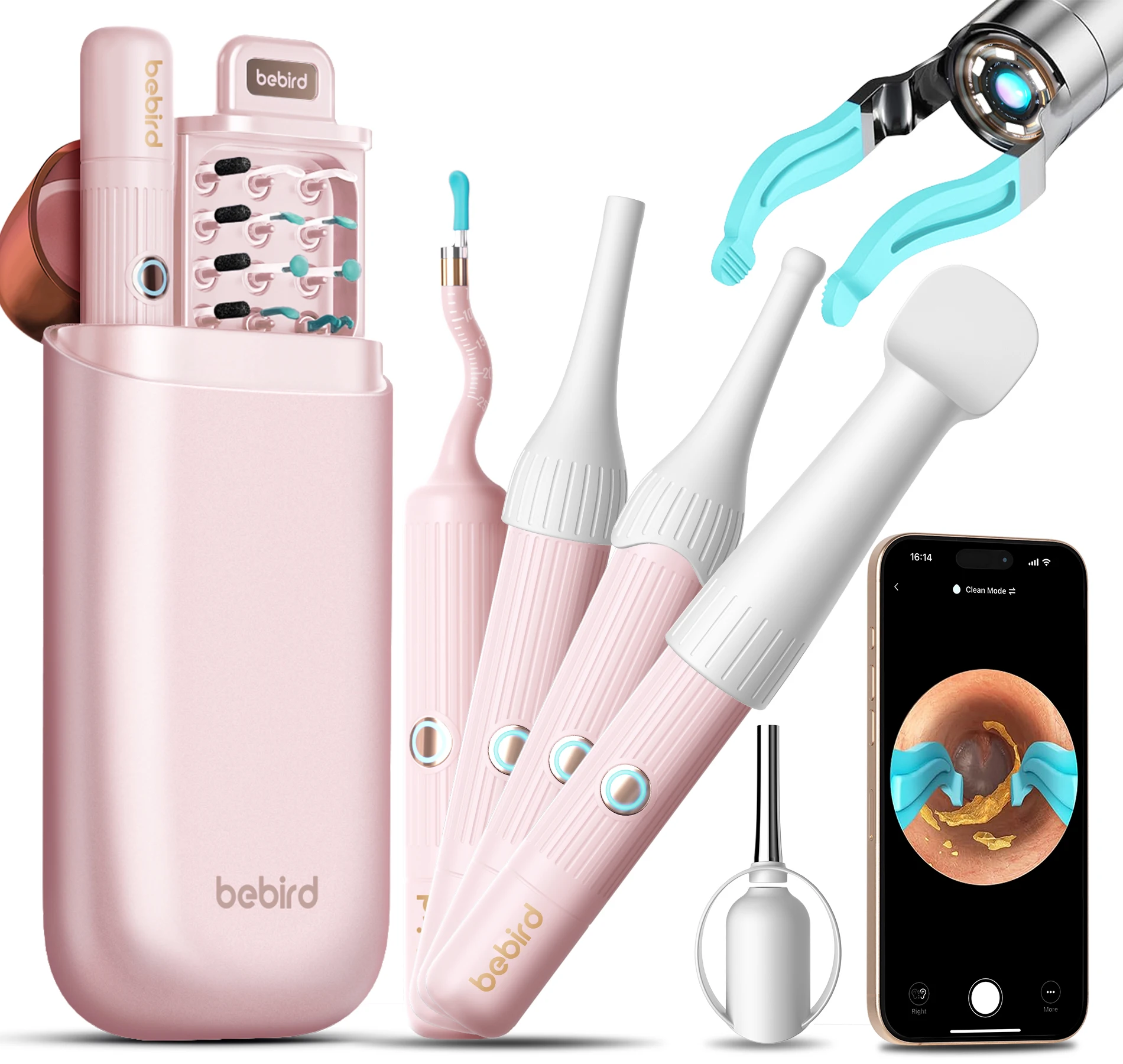 

Ear Wax Removal - Earwax Remover Tool Ear Canal Cleaner With Storage Box Goose Feather Earpick with 1080P Camera Ear Camera