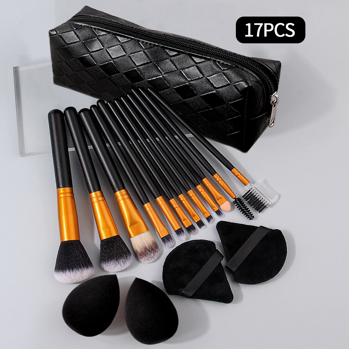 1/4/12/17-teiliges Make-up-Pinsel-Set, einschließlich Gesichtspinselabdeckung, nicht klebendes Puder-Make-up-Schwamm-Set und tragbare Aufbewahrungstasche