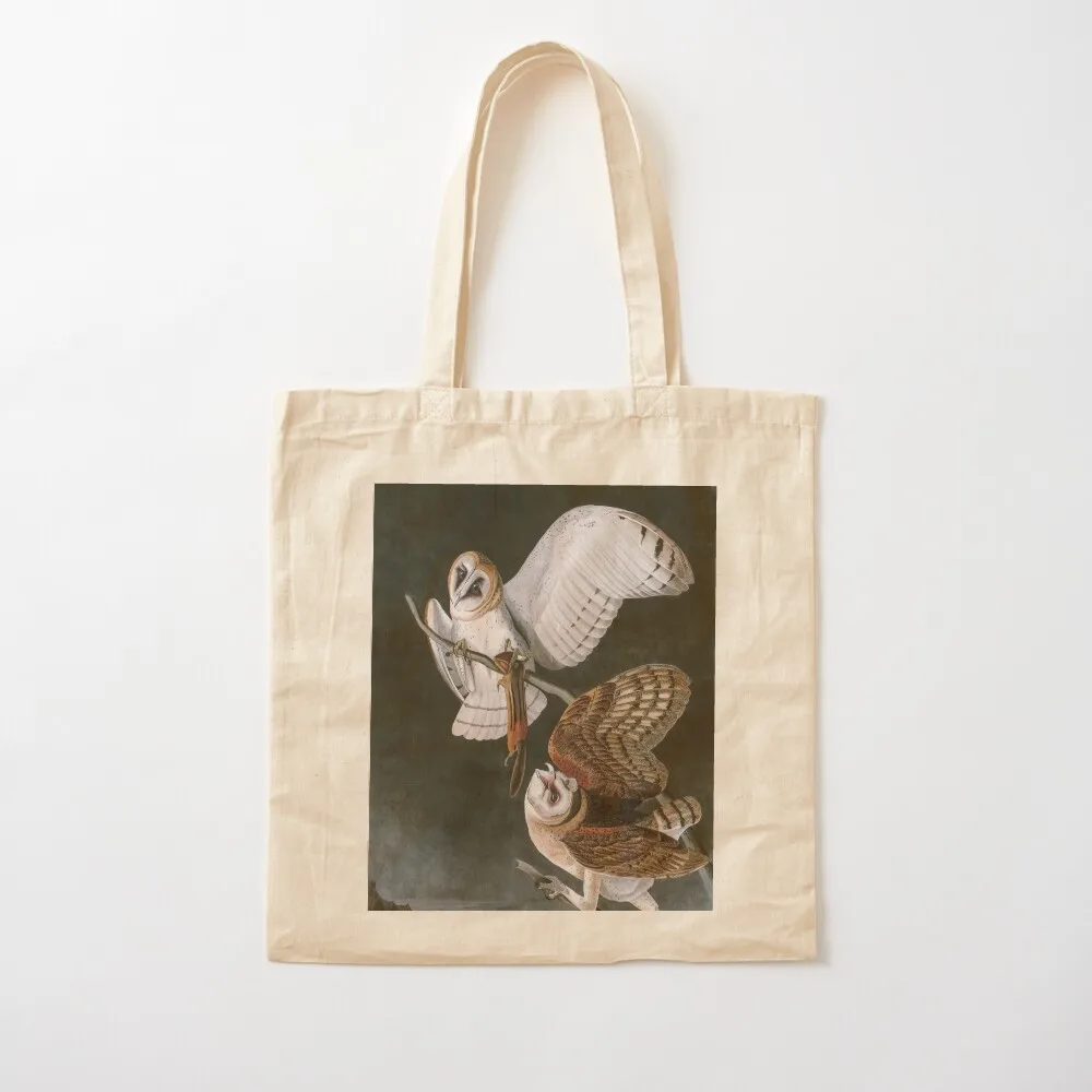 Barn Owls, the Birds of America by John James Audubon Tote Bag tote bag men Fabric bag