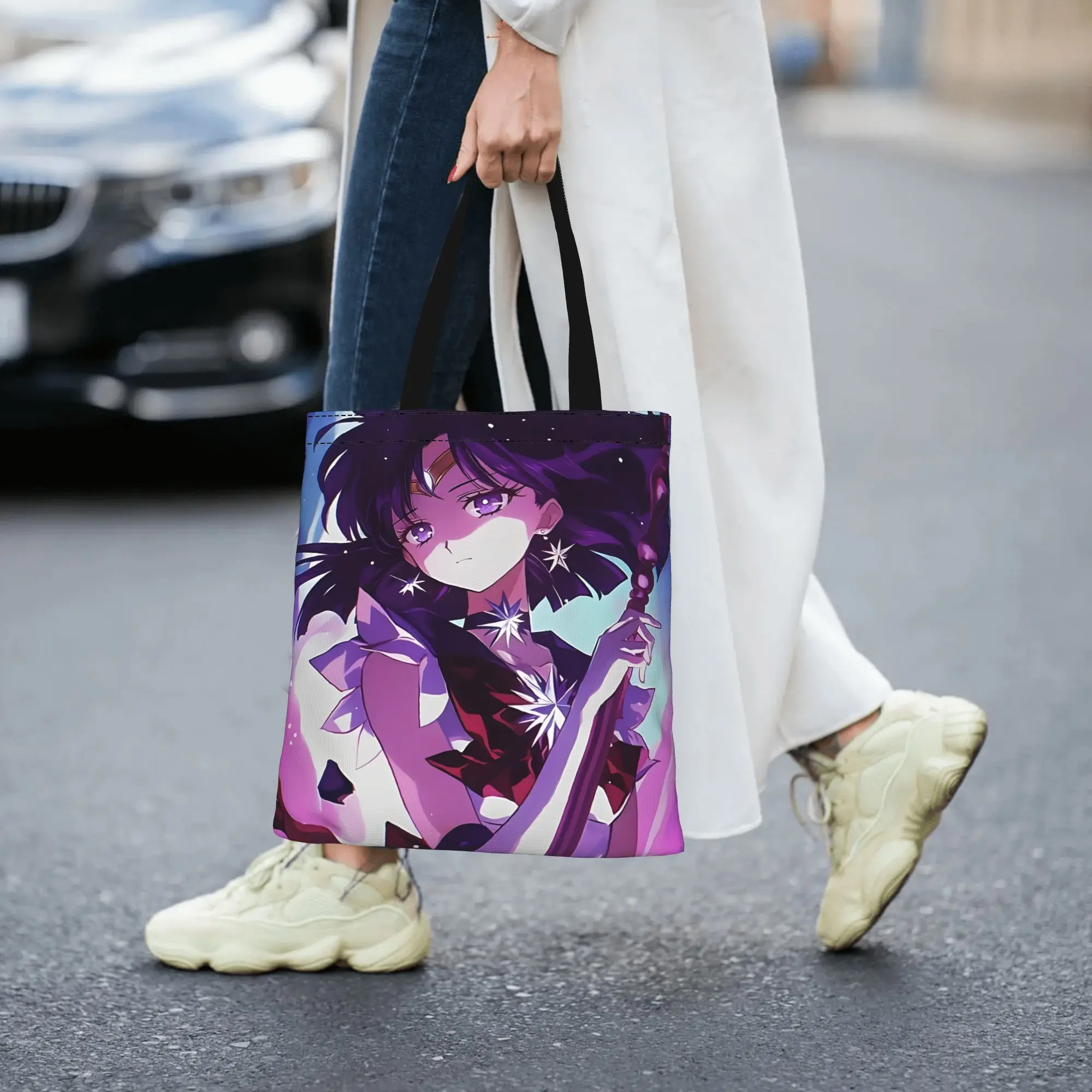 1PC Sailor Saturn Canvas Tote Bag Sailor Moon Canvas Tote Bag Perfect for Shopping Grocery Travel & Outdoor - view 4
