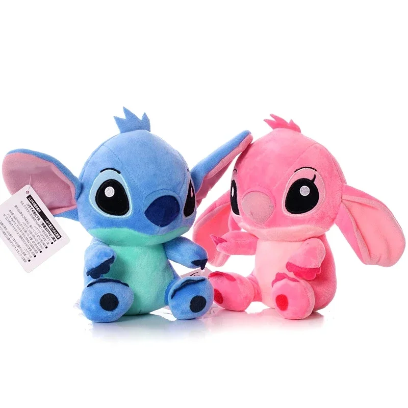 Disney Stitch Cartoon Blue Pink Plush Dolls Anime Toys Lilo and 20CM Pendant Plush Stuffed Toy Christmas Birthday Gifts for Kids