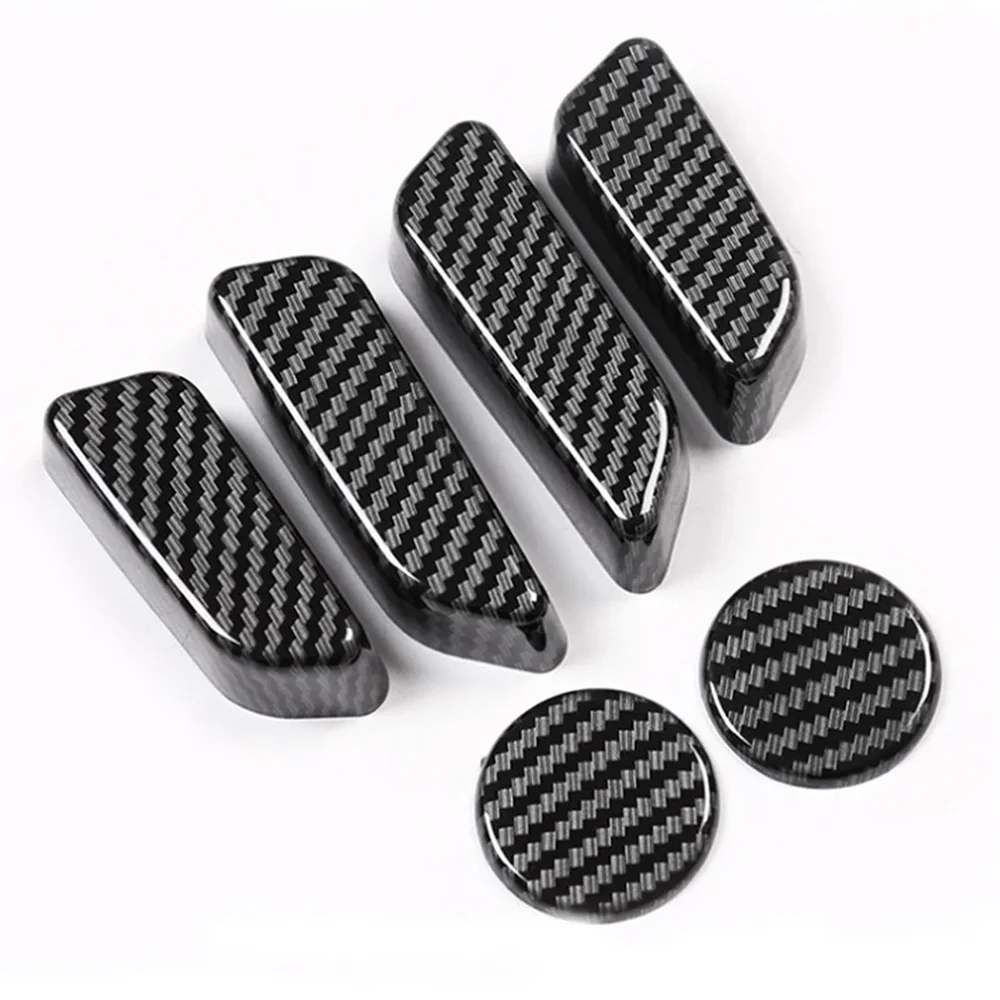 For Tesla Model 3 Model Y Carbon Fiber Auto Accessories 6Pcs/set ABS Car Seat Adjustment Knob Button Switch Cover Trim