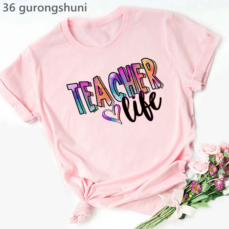 

Teach Inspire Graphic Print Tshirt Women'S Clothing Summer Fashion Short Sleeve T Shirt Femme Teacherlife T-Shirt Female Tee