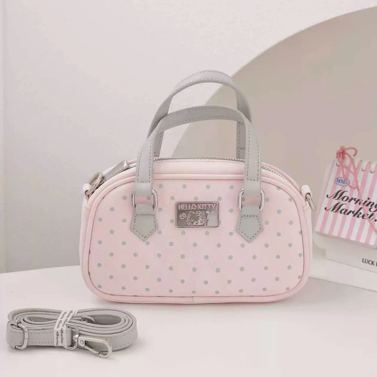 Sanrio family series crossbody bag, niche women's handbag, KT cat new style polka dot fashion shoulder bag