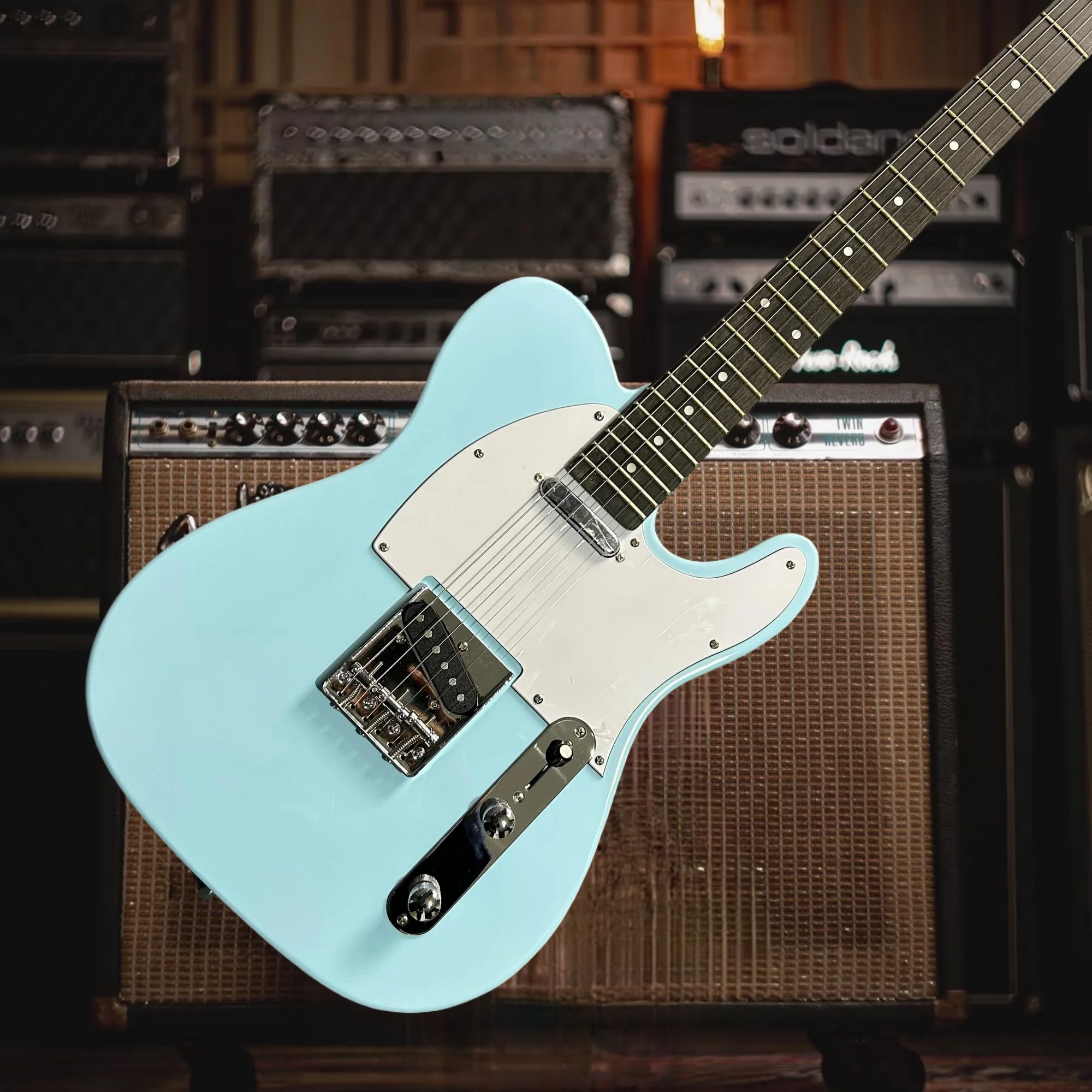 

Seafoam Green TL Model Electric Guitar Peach Wood Fretboard White Pickguard Hardtail Bridge 6 String Free Shipping