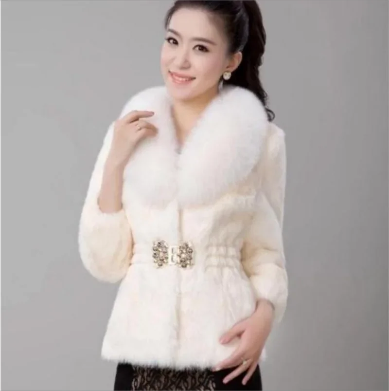 imitation mink jacket fashion coat slim-fit imitation fox collar women's coat New autumn and winter coat women's clothing