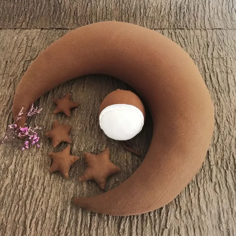 Almohadas de pose de media luna para bebé, accesorios de fotografía para recién nacido, lindo sombrero, frijoles, estrellas, juego de almohadas, fotografía infantil