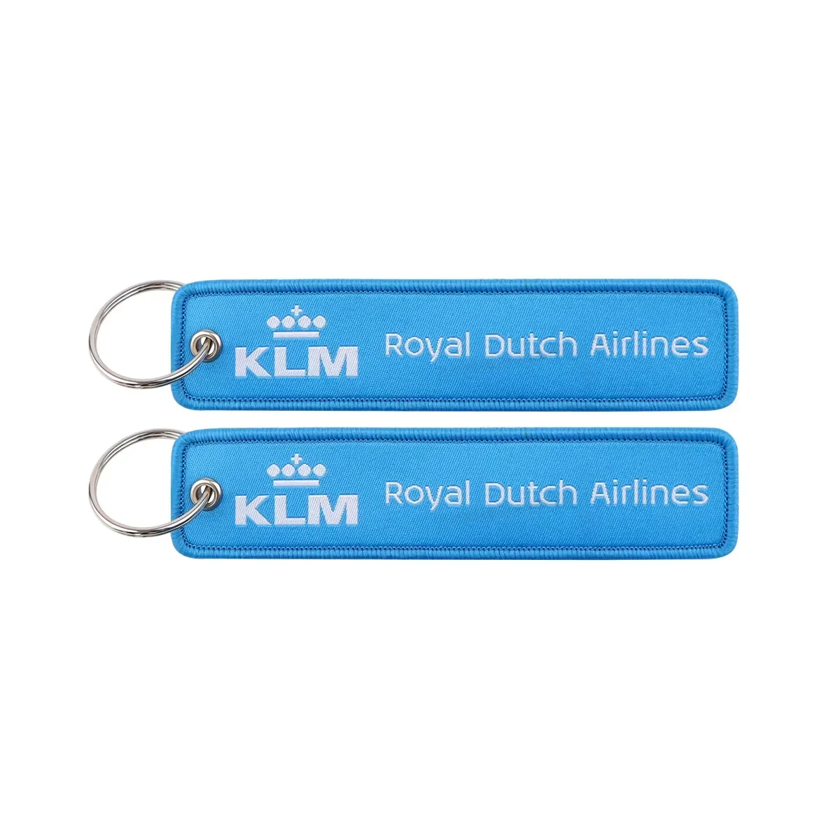 Llavero klm Airlines, baratijas de moda, llaveros bordados, llavero con anillo de Metal, llavero novedoso, mochila, etiquetas pa