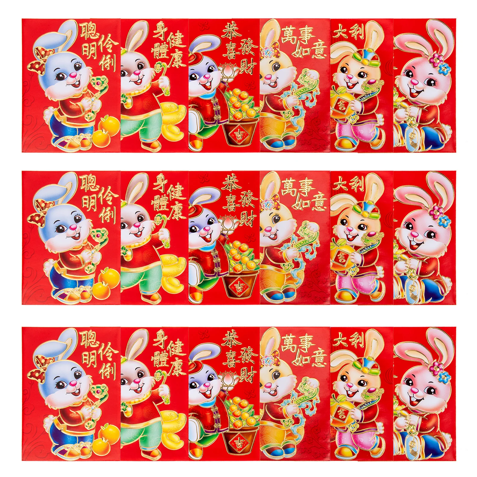 

120Pcs Festival Red Envelopes Rabbit Red Packets 2023 New Year Money Pockets Lucky Paper Gift Bags Rabbit Pattern Envelope