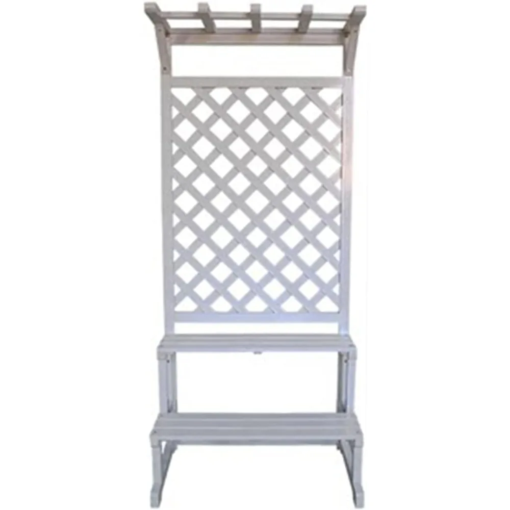 

Outdoor Potted Shelf, Garden Planter with Trellis, Wood Flower Plant Stand, Freestanding Plant Raised Bed for Patio Garden Yard,